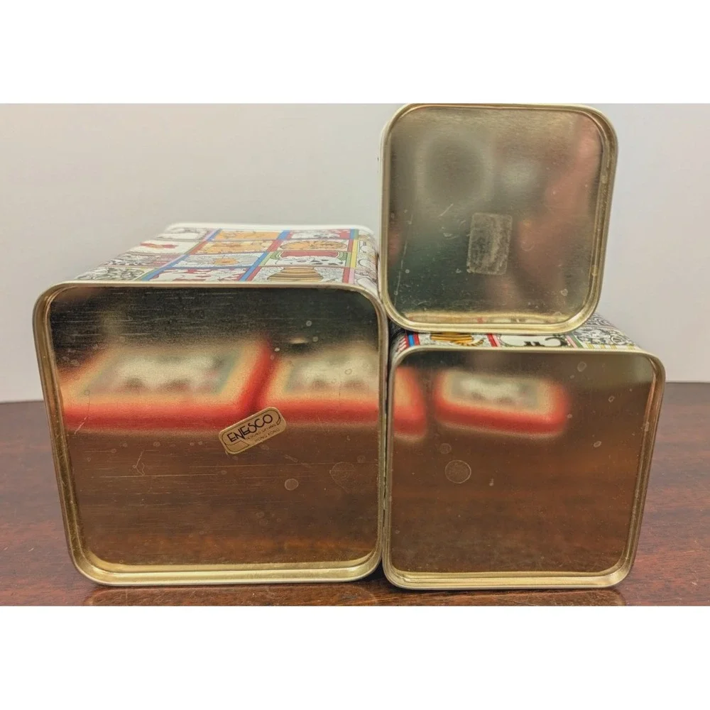 Vintage 1983 Enesco Susan Marie McChesney Cats Are Chic Nesting Tins Set of 3
